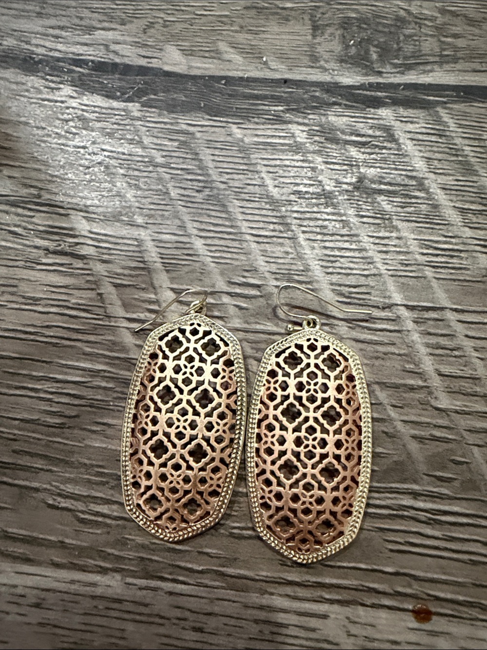 Kendra Scott Rose Gold and Gold Filigree Danielle Drop Earrings